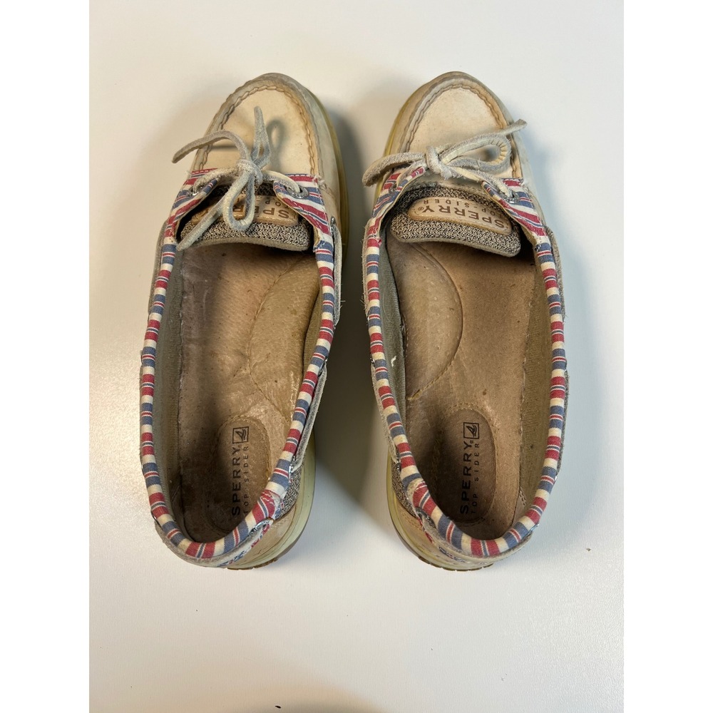Sperry Top-Sider Boat Shoes Women's Red White Blue Striped‎ Nautical